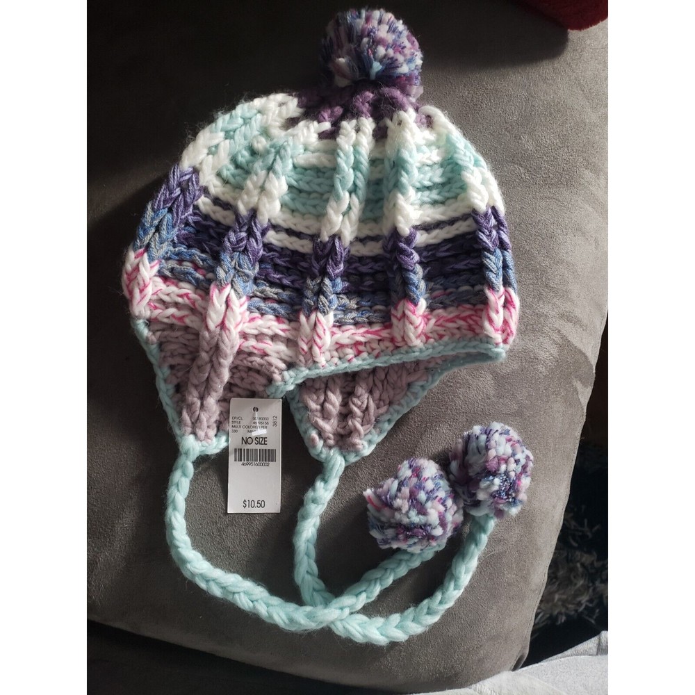 Wet Seal Womens Multi Colored Knit Trapper Style Hat